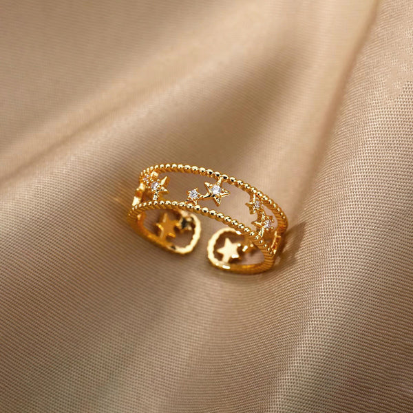 Stainless Steel Starry Sky Adjustable Ring