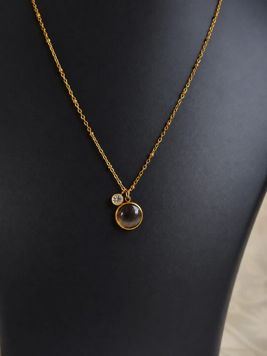 Black Stone Pendant Necklace