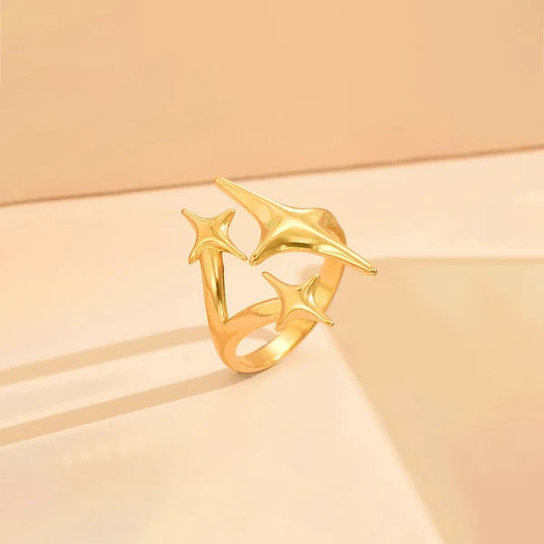 Stainless Steel Starburst Adjustable Ring