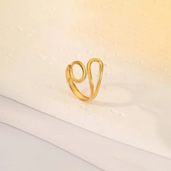 Stainless Steel Wavy Abstract Adjustable Ring