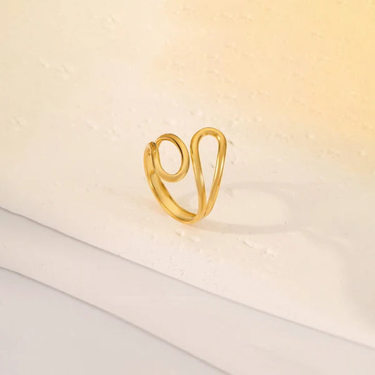 Stainless Steel Wavy Abstract Adjustable Ring