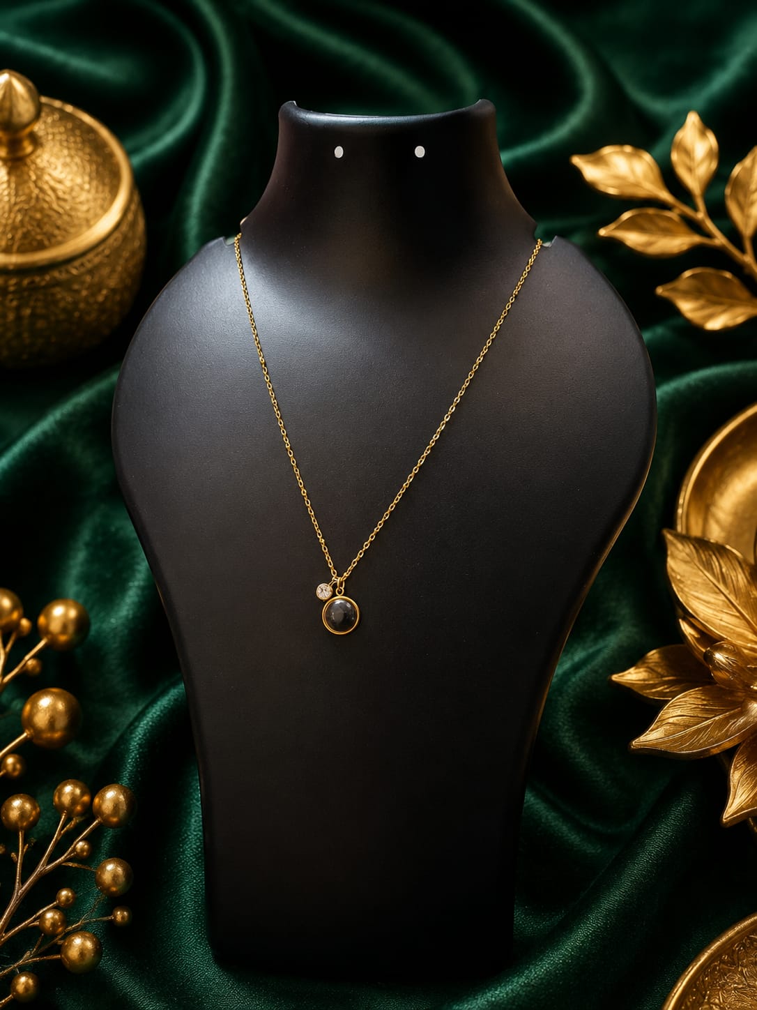 Black Stone Pendant Necklace