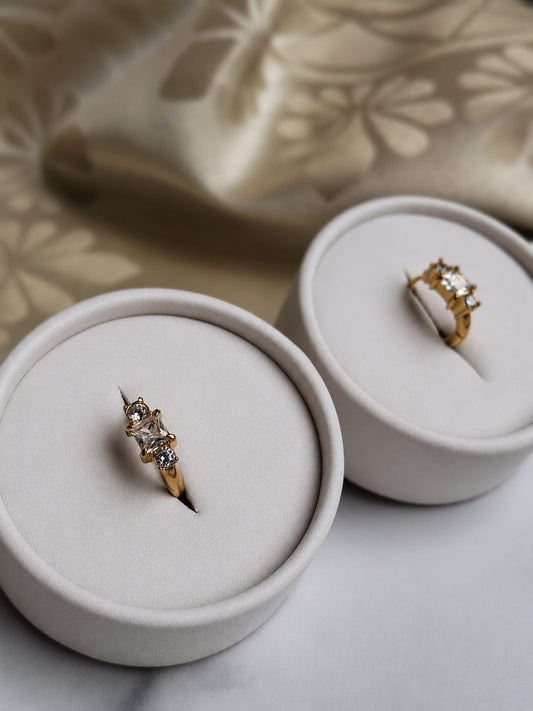 Triple Stone Huggie Earrings