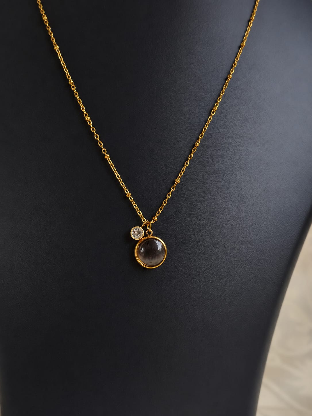 Black Stone Pendant Necklace